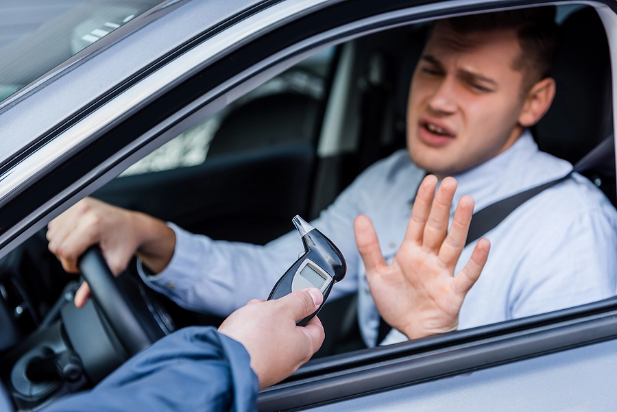 Driver being asked to undergo a breathalyzer test